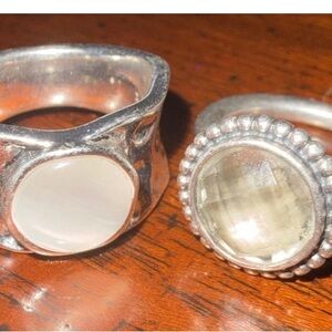 Source Unknown Silver and Cream Rings